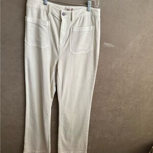 Faherty Cream Straight High-Rise Pants